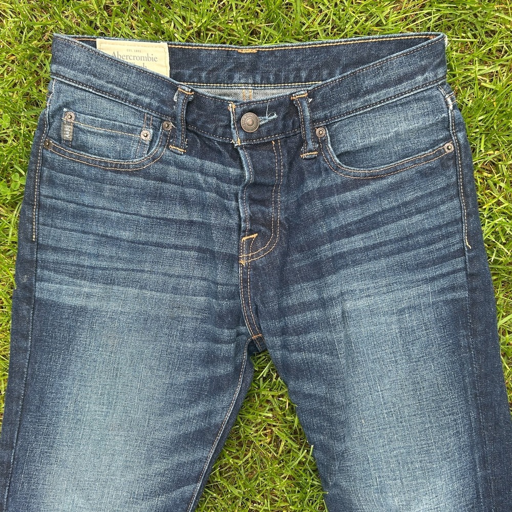 Abercrombie & Fitch Slim Straight Dark Blue Denim Jeans Cotton 30x30 Button Fly